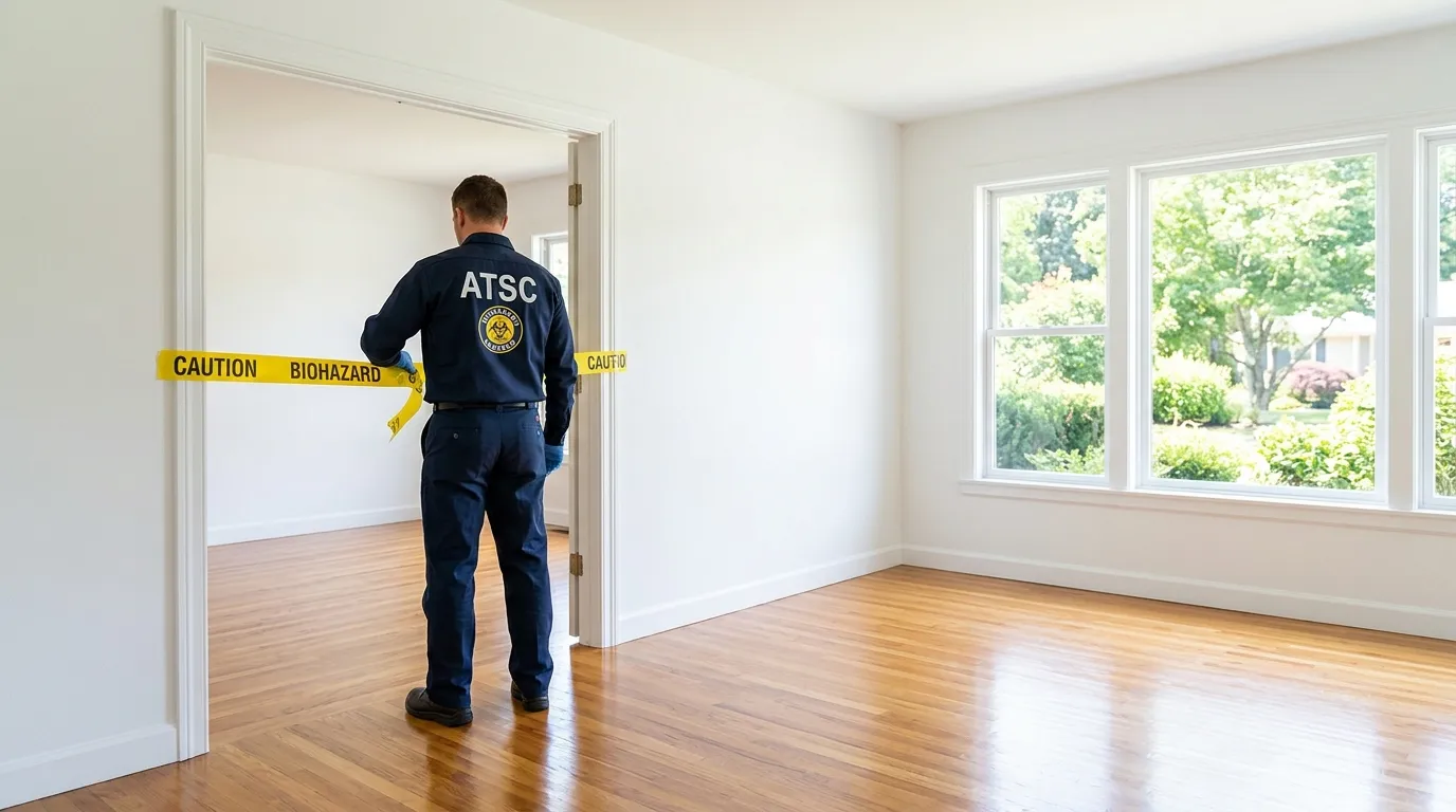 Certified biohazard cleanup crew performing Trauma Scene Cleanup in Huntley